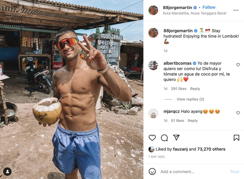 Rutinitas para pembalap MotoGP yang menjalani tes pramusim di Sirkuit Mandalika, Nusa Tenggara Barat.