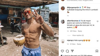 Jorge Martin jajan es kelapa, seger banget nih. Foto: Twitter