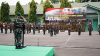 Upacara pelepasan 179 prajurit Satgas Yonmek TNI Konga XXIII-P/UNIFIL digelar di Lapangan Makodam XVI/ Pattimura, Sirimau, Ambon.