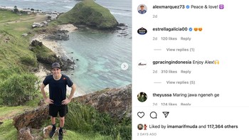 6. Alex Marquez: Foto Alex Marques di Instagram yang menunjukkan dirinya di atas bukit ini meraih 117 ribu Like. Foto: Instagram