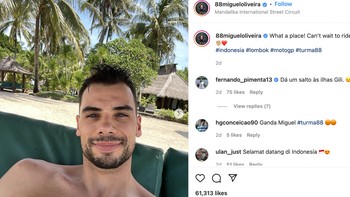 15. Miguel Oliviera: Senyum Miguel Oliviera ini telah disukai oleh lebih dari 61 ribu netizen.  Foto: Instagram