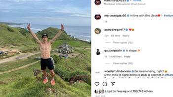 2. Marc Marquez: Foto Marc Marquez lain di Lombok ini juga terpopuler nomor dua, dengan Like sebanyak 790 ribu. Foto: Instagram