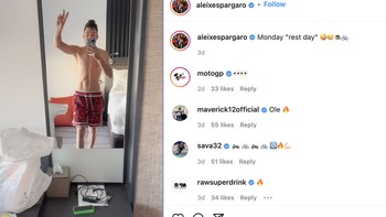 4. Aleix Espargaro: Aleix memamerkan saat dia baru bangun tidur di hotel dan berhasil meraup sangat banyak Like, 537 ribu. Foto: Instagram