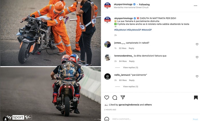 Andrea Dovizioso kecelakaan di Mandalika