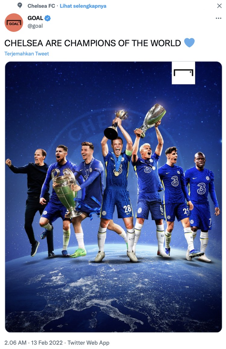 Chelsea baru saja menjuarai Piala Dunia Antarklub hingga linimasa dipenuhi fans London Biru.