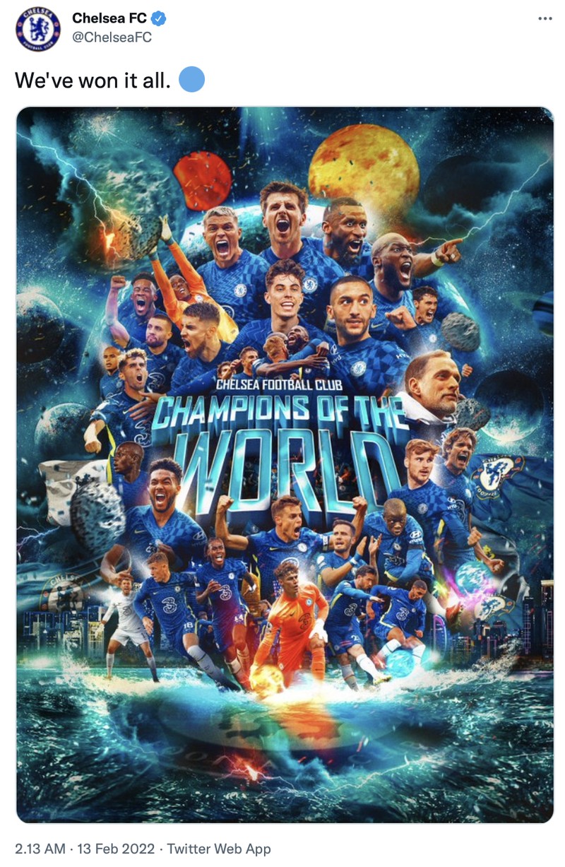 Chelsea baru saja menjuarai Piala Dunia Antarklub hingga linimasa dipenuhi fans London Biru.