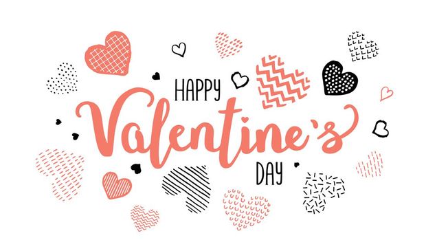 Happy Valentines Day vector background with hands holdind gift. Illustration in flat style