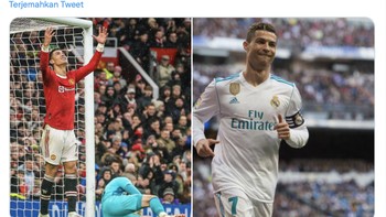 Fans MU ini coba menyemangati Ronaldo agar bisa bangkit kembali. Foto: Twitter