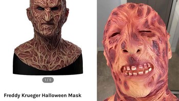 Topeng yang dipajang vs saat diterima. Foto: Reddit