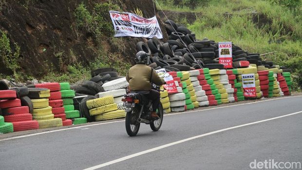 Lokasi kecelakaan maut bus di Jalan Imogiri-Dlingo, kawasan Bukit Bego, Bantul, Senin (14/2/2022).