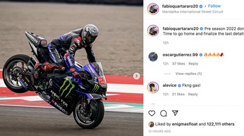 “Waktunya untuk pulang dan menyelesaikan detail terakhir sebelum balapan di Qatar,” tulis Fabio Quartararo. Foto: Instagram