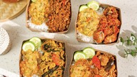 Palo Nasi tawarkan rice bowl berlauk khas Manado seperti Ayam Rica, Ayam Woku, Cakalang Rabe, dan Cakalang Sous. Semua rice bowl gratis bakwan jagung. Berlokasi di Grogol, rice box di sini bisa dipesan via ojek online. Foto: palo.nasi