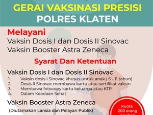Dear Warga Klaten, Ini Jadwal Vaksinasi Dosis 1-Booster Februari