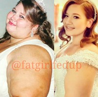 Setelah lebih kurus, Lexi kembali melakukan pemotretan dengan baju pernikahan. Beautiful then and beautiful now. Worthy then and worthy now,” begitu keterangan fotonya. Foto: dok. Instagram/@fatgirlfedup