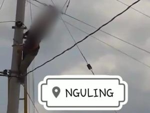 Viral Petugas Tersetrum-Terbakar di Tiang Listrik Pasuruan, Polisi: Hoaks