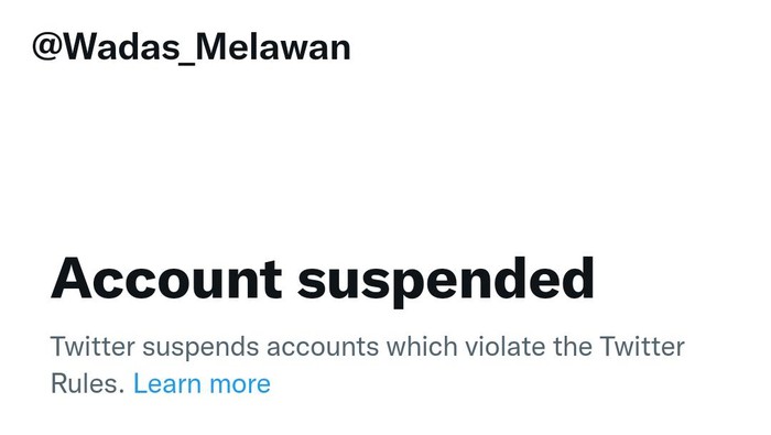 Akun Twitter @wadas_melawan yang aktif kontra terhadap penambangan di Desa Wadas, Purworejo, tidak bisa diakses.