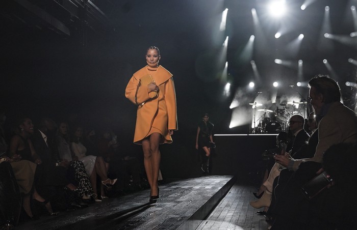 Fashion from Michael Kors is modeled during Fashion Week, Tuesday, Feb. 15, 2022 in New York. (AP Photo/Bebeto Matthews)