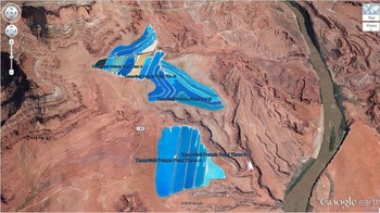 Kolam kalium unik yang terletak di Moab, Utah, AS. Foto: Dok. Google Earth