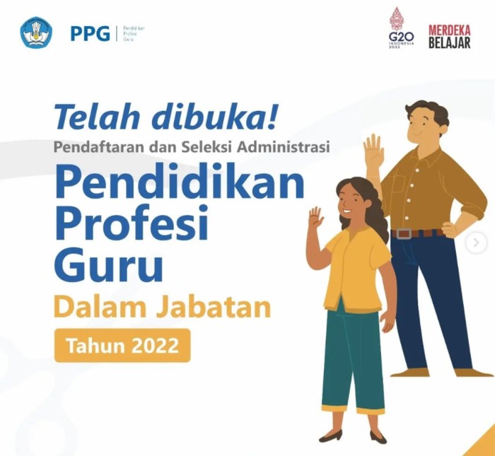 Pendaftaran PPG atau Program Profesi Guru dalam jabatan tahun 2022 resmi dibuka