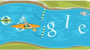 Game olahraga selanjutnya yang dibawa oleh Google, yakni Slalom Canoe. Terinspirasi dari kegiatan mendayung sebuah perahu kecil hingga menuju garis akhir. Foto: (Google).
