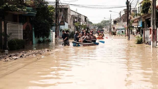 Banjir di Pondok Gede Permai, Bekasi (Fakhri Fadlurrohman/detikcom)