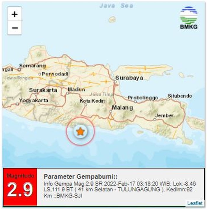 gempa Tulungagung M 2,9