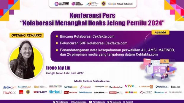 Konpers cekfakta.com dengan tema 'Kolaborasi Menangkal Hoaks Menjelang Pemilu 2024'