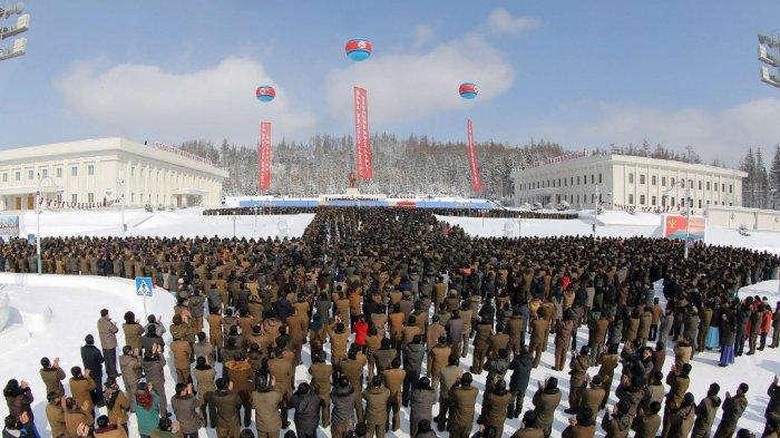 Perayaan hari jadi ayah Kim Jong Un di Korea Utara, Rabu (16/2/2022).