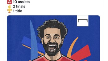 Mo Salah yang mencetak gol semalam merayakan 50 kali penampilan di Liga Champions bersama Liverpool dengan prestasi hebat. Foto: Twitter