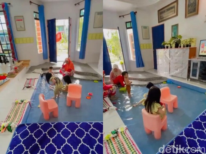 Viral kolam renang ada di ruang tamu. Viral kolam renang ada di ruang tamu.