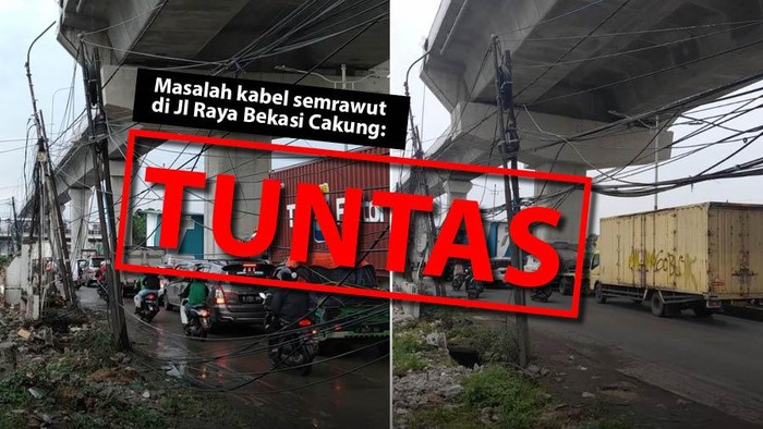 Masalah kabel semrawut di Jl Raya Bekasi, Cakung, Jakarta Timur tuntas.