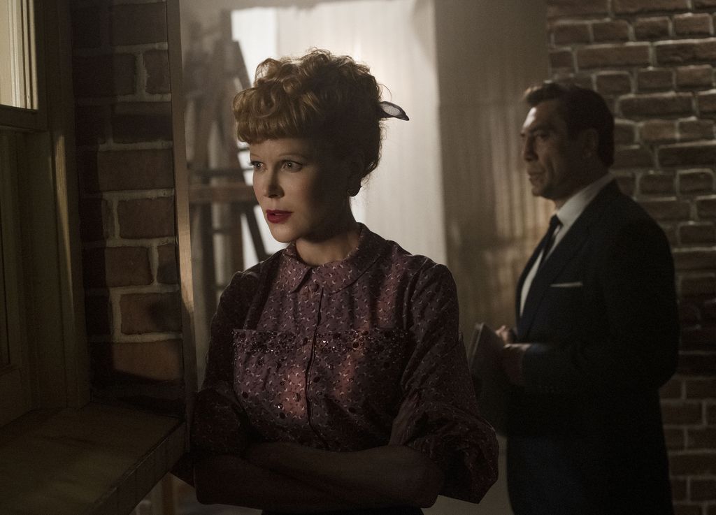 This image released by Amazon shows Nicole Kidman as Lucille Ball, left, and Javier Bardem as Desi Arnaz in a scene from 