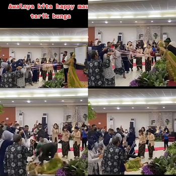 Viral pengantin jatuh saat di atas pelaminan.