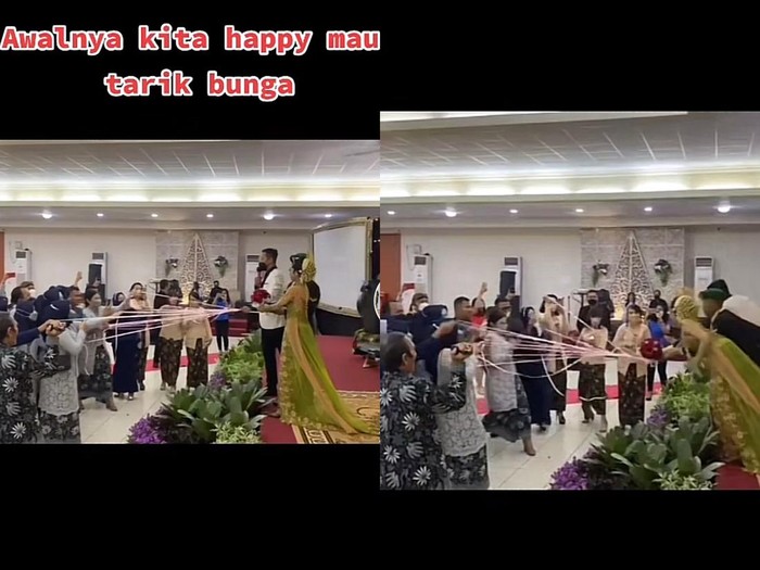 Viral pengantin jatuh saat di atas pelaminan.