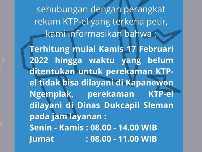 Wara-wara perekaman e-KTP Kapanewon Ngemplak, Sleman, Jumat (18/2/2022).