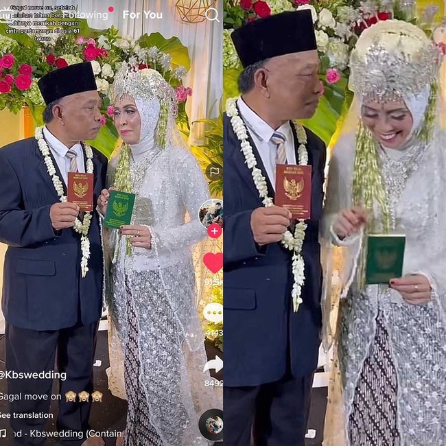Wolipop sudah menghubungi Kiky sebagai pemilik akun TikTok @kbswedding. Kiky yang mengunggah video itu merupakan pemilik dari wedding organizer Kbswedding yang jasanya dipakai oleh pasangan lansia di video tersebut. Wedding organizer miliknya berada di kota Batu, Jawa Timur. Foto: Dok. Tangkapan layar akun TikTok @kbswedding.