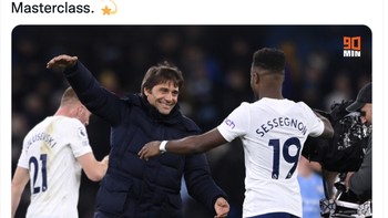 Conte berhasil mengakhiri Manchester City 15 kali beruntun tak pernah kalah di Liga Inggris. Foto: Twitter