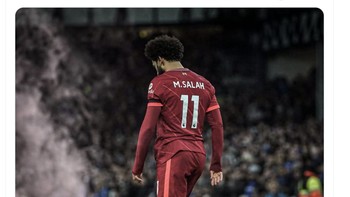 Mo Salah yang semalam mencetak gol, total sudah melesakkan 150 gol untuk Liverpool. Sayap terbaik dalam sejarah Liga Inggris, klaim akun ini. Foto: Twitter