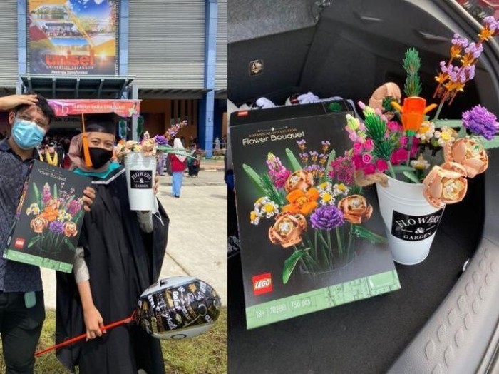 Viral pria yang memberikan bunga dari lego. Viral pria yang memberikan bunga dari lego.