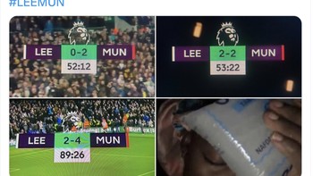 MU sempat unggul dua kosong dan disamakan Leeds dalam waktu sangat singkat sehingga sempat membuat para fans ketar ketir. Foto: Twitter