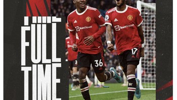 Akun resmi Manchester United mengabarkan kemenangan Setan Merah ke para netizen. Foto: Twitter