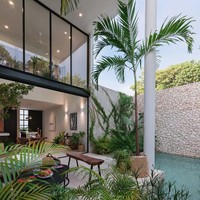 Mewah namun tetap homey dihadirkan di Casa Hannah. Sang arsitek membuat rumah terasa luas dengan kehadiran jendela yang besar dan langit-langit rumah yang tinggi. Foto: Dok. Instagram workshop_arquitectos/Fotografer Tamara Uribe