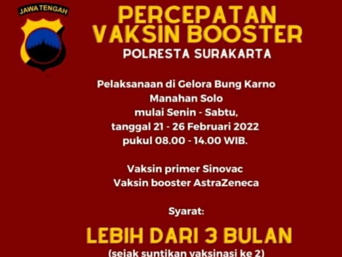 Syarat booster di poster Polresta Solo yang disorot