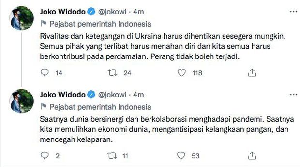 Twitter Jokowi (Tangkapan layar Twitter Jokowi)