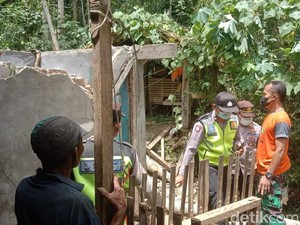Angin Kencang di Trenggalek Tumbangkan Pohon Timpa Rumah Warga