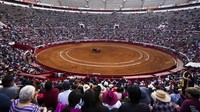 Hal itu terlihat dari ramainya penonton yang menyaksikan atraksi tersebut di arena adu banteng The Plaza de toros Mexico, Mexico City, pada akhir pekan lalu, Minggu (20/2/2022).