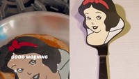 Belum lama ini Kourtney Kardashian memamerkan aktivitasnya di dapur. Ia yang sedang membuat pancake menggunakan spatula cantik bergambar Snow White. Spatula ini keluaran Williams Sonoma.
