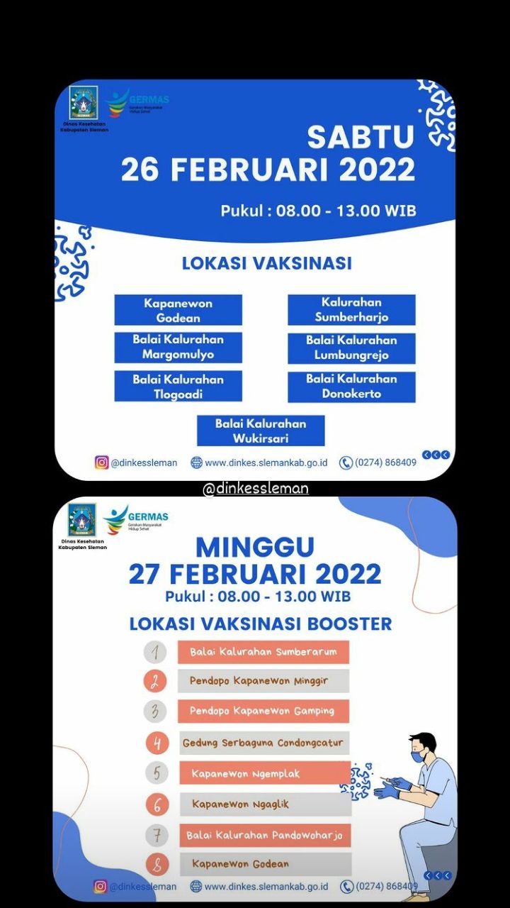 Jadwal vaksinasi di Sleman.