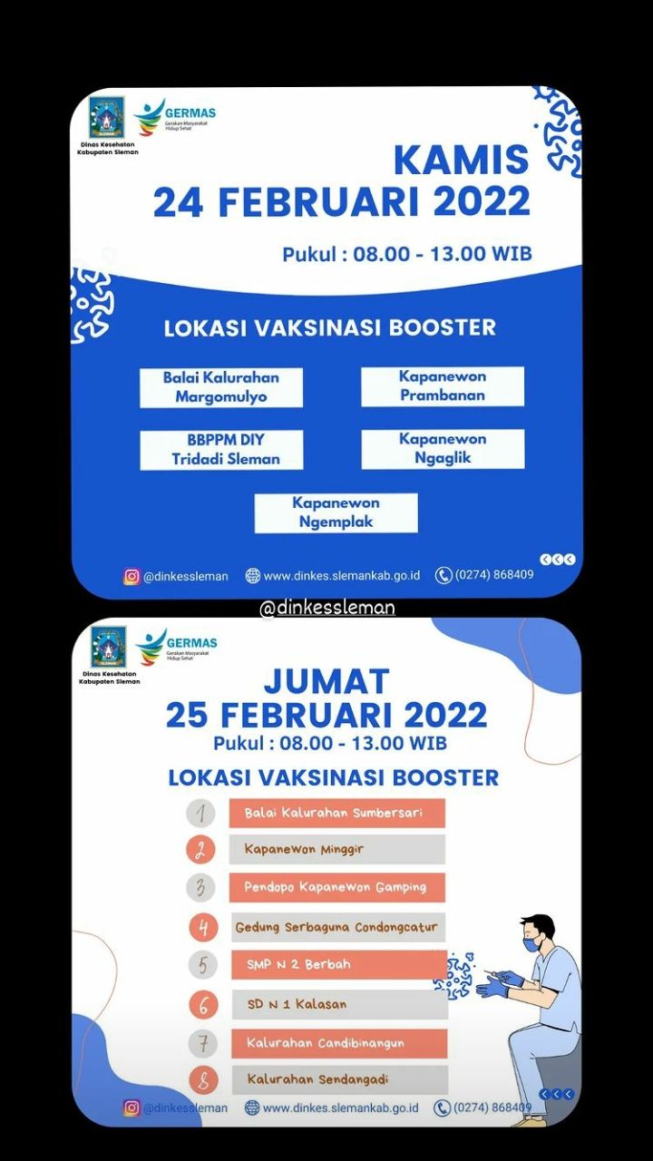 Jadwal vaksinasi di Sleman.