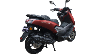 Motoposh Evo Deluxe 150 dibekali rem cakram di depan dan belakang beserta ABS di depan. Kelengkapan lainnya termasuk charging socket AC, serta sistem kunci dengan remote yang bisa memindai lokasi motor. Bedanya, untuk menyalakan mesin masih memerlukan kunci. Foto: Dok. Motoposh